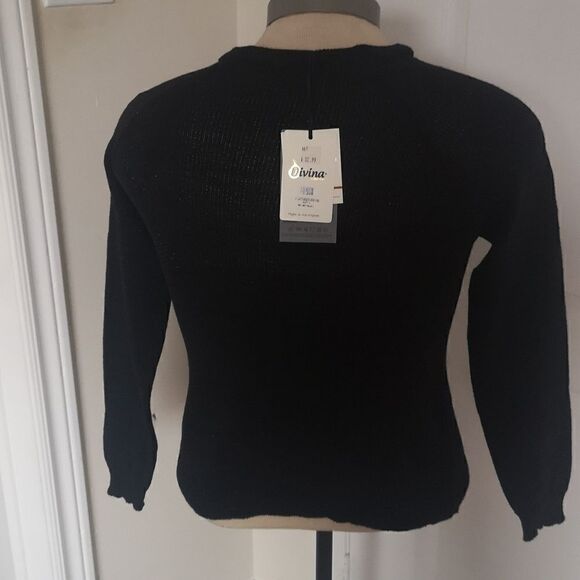 Divina Collection Ladies Knitted Crew Neck Cutout Sweater Black Size - Picture 4 of 16